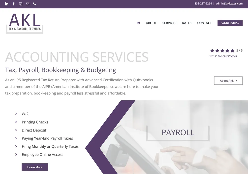 Akl Tax Payroll Service Website Design web design