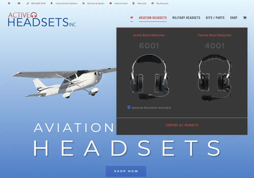 Aviation Headsets Website Design web design