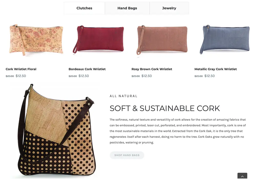 Cork Passion Product Design web design