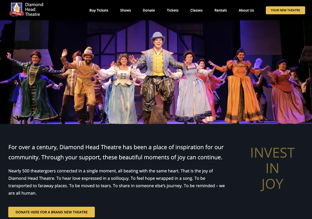 Diamond Head Theatre Website Design web design