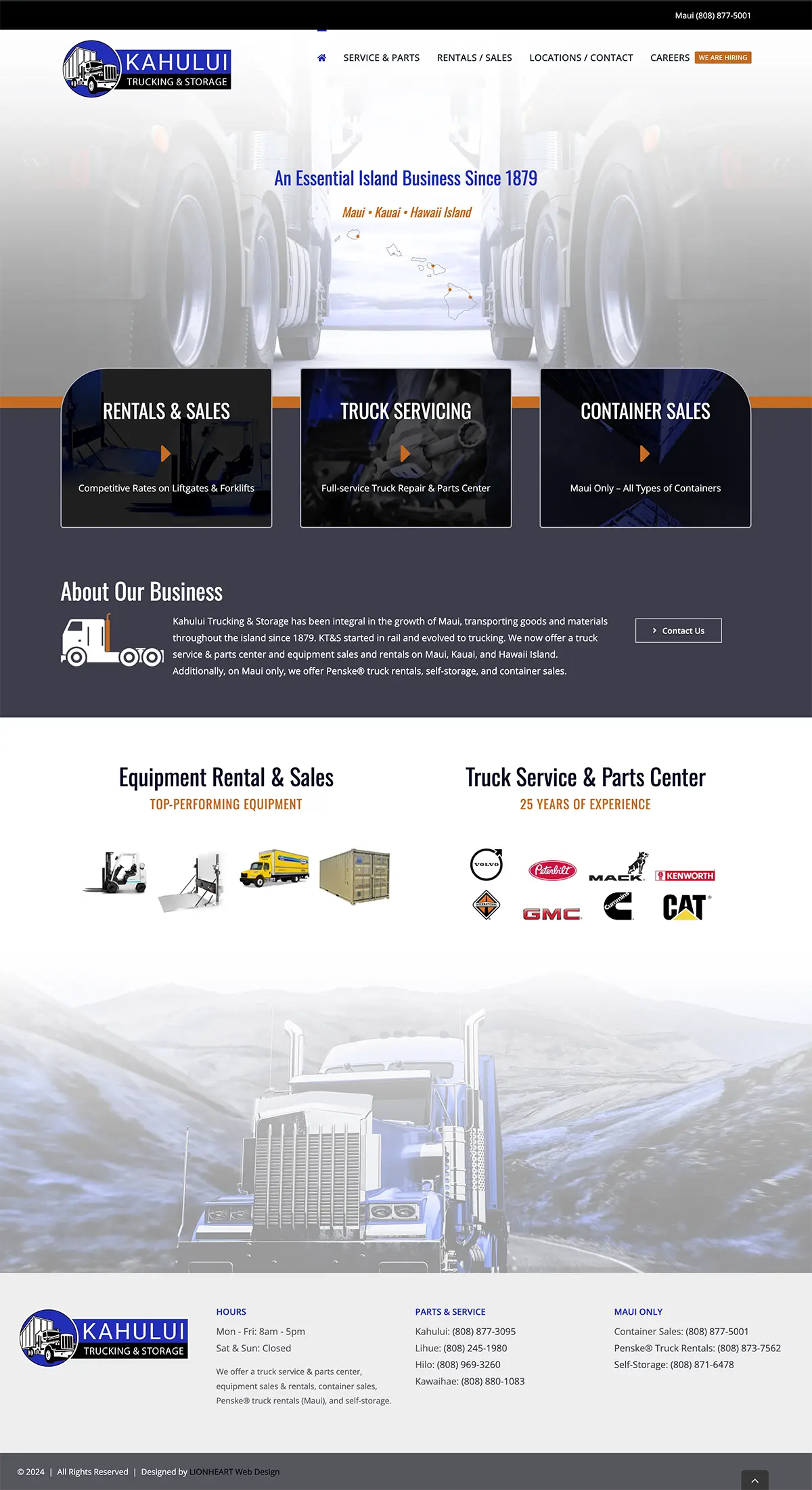 Kahului Trucking Home page Web Design Kahului Trucking Home Page Web Design