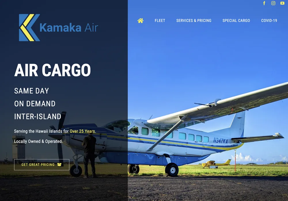 Kamaka Air Website Design web design