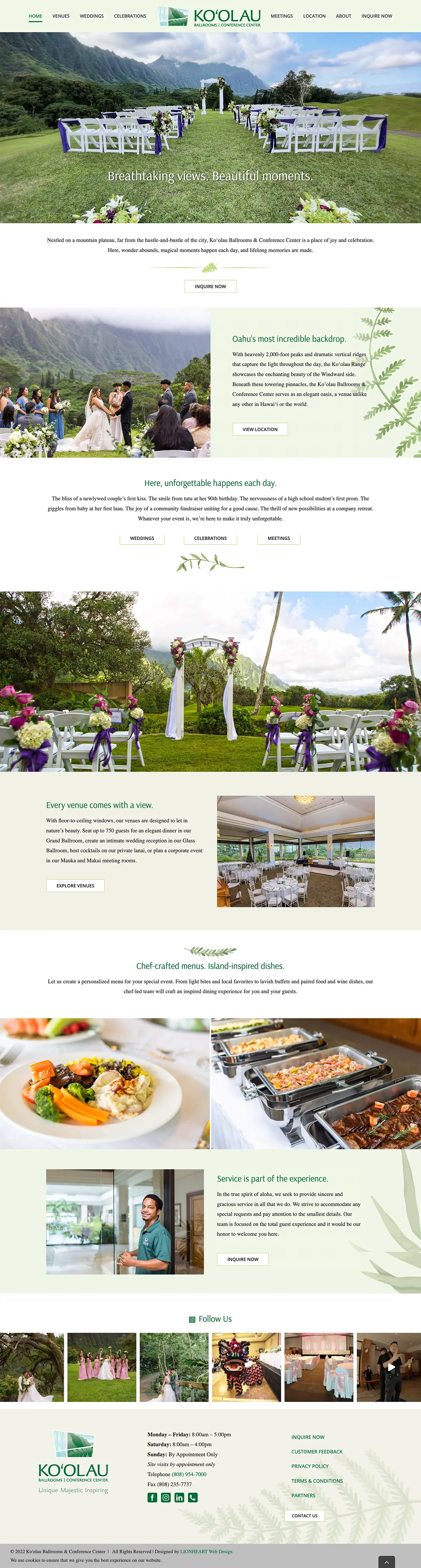 Koolau Ballrooms Wedding Venue Web Design Home Page