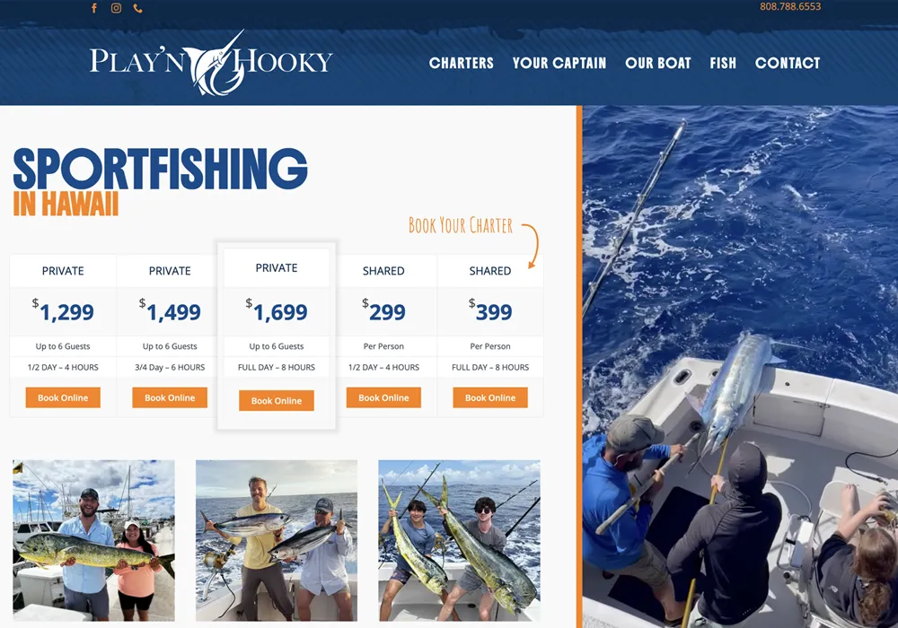 Playn Hooky Sportfishing Website Design web design