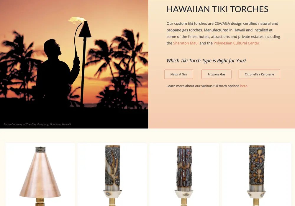Tiki Torches Website Design web design