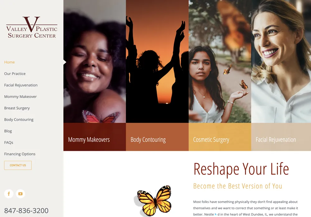 Valley Plastic Surgery Website Design web design
